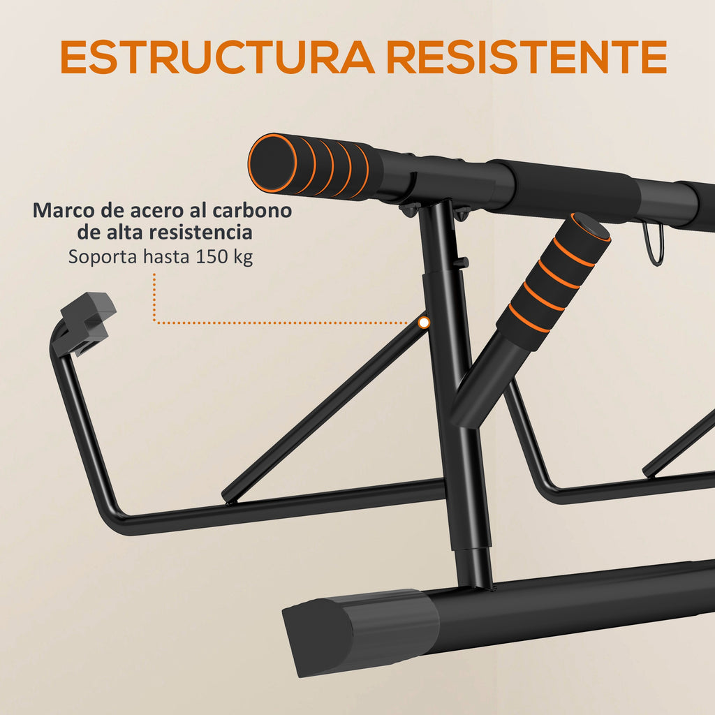 Barre de traction barre traction porte avec bandes de résistance poignées rembourrées 100 x 43 x 27 cm noir
