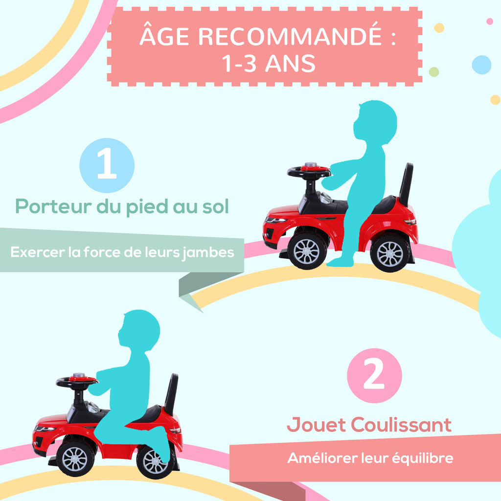 Porteur Enfant Véhicule à Pousser, Porteur Bébé avec Klaxon, Compteurs Factices et Coffre à Jouets, pour Enfants de 12 à 36 Mois, Rouge