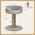 Arbre à chat arbre à grimper grattoir design jeu pompon suspendu + plateforme peluche 40 x 40 x 49 cm jute gris