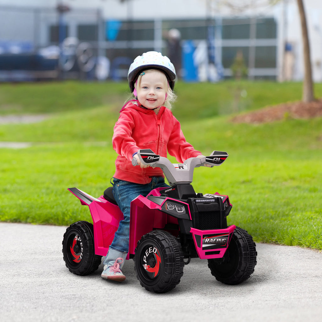 Quad électrique pour enfants véhicule à batterie 6V avec marche avant et arrière 70L x 41,5l x 48,5H cm Rose