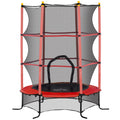 Trampoline Enfant Ø 1,63 × 1,9H m Filet de sécurité Porte zipée Couvre-Ressorts 6 poteaux rembourrés Inclus Rouge