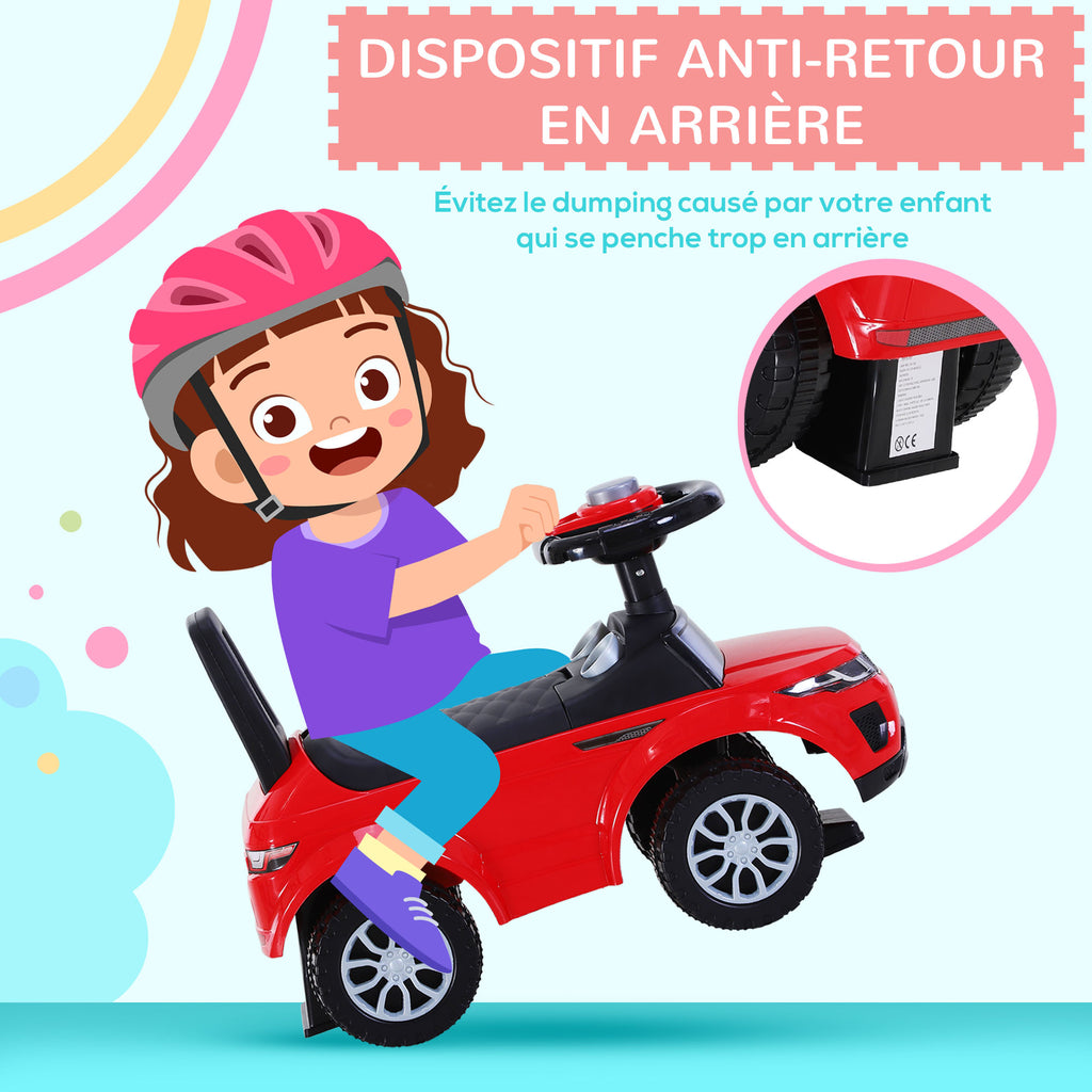 Porteur Enfant Véhicule à Pousser, Porteur Bébé avec Klaxon, Compteurs Factices et Coffre à Jouets, pour Enfants de 12 à 36 Mois, Rouge