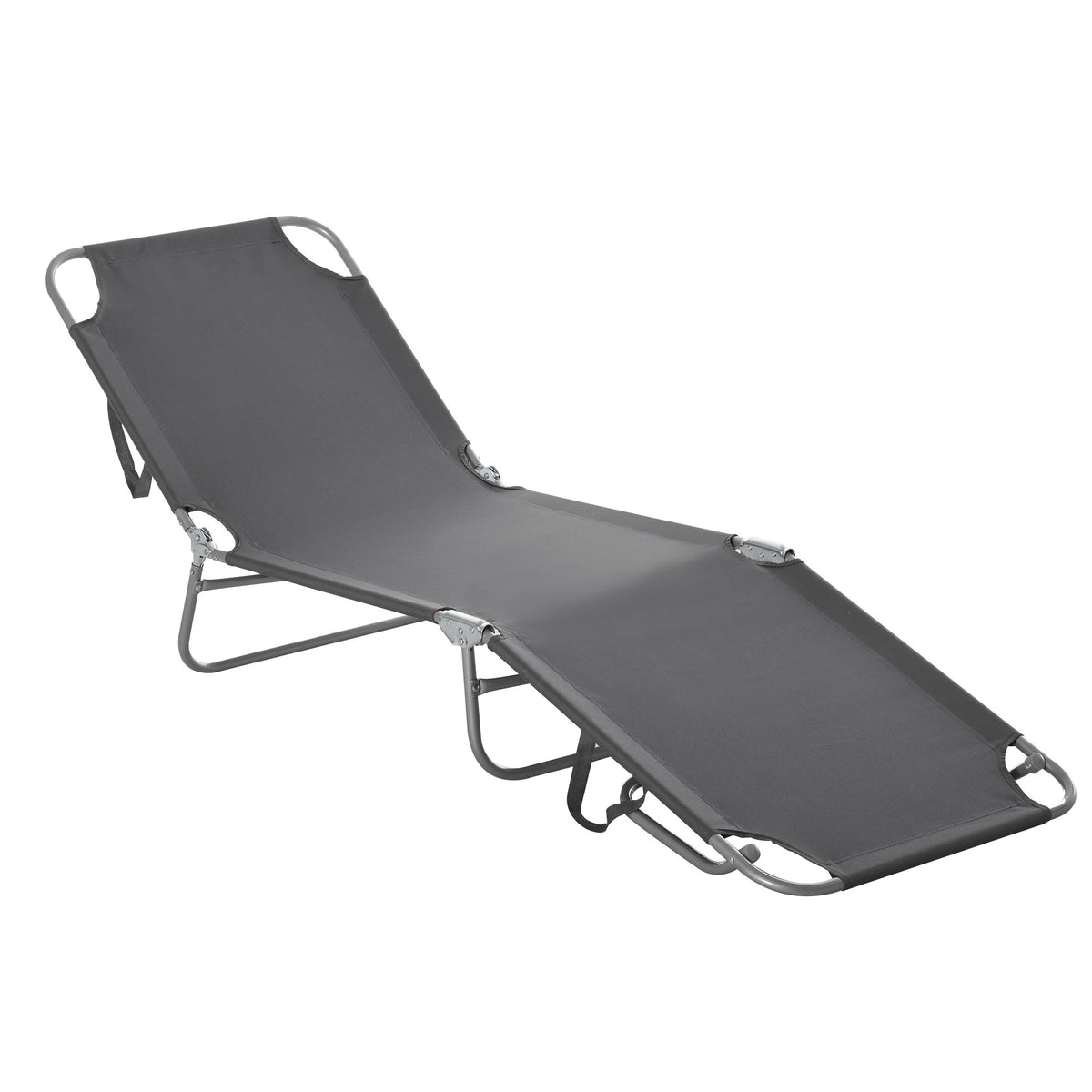 Bain de Soleil transat Pliable Dossier réglable Multipositions métal et Polyester Gris