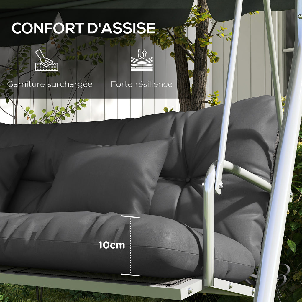 Ensemble de 4 coussins d'extérieur pour balancelle de jardin, 1 coussin d'assise coussins de dossier et 2 oreillers