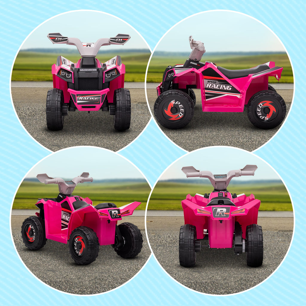 Quad électrique pour enfants véhicule à batterie 6V avec marche avant et arrière 70L x 41,5l x 48,5H cm Rose