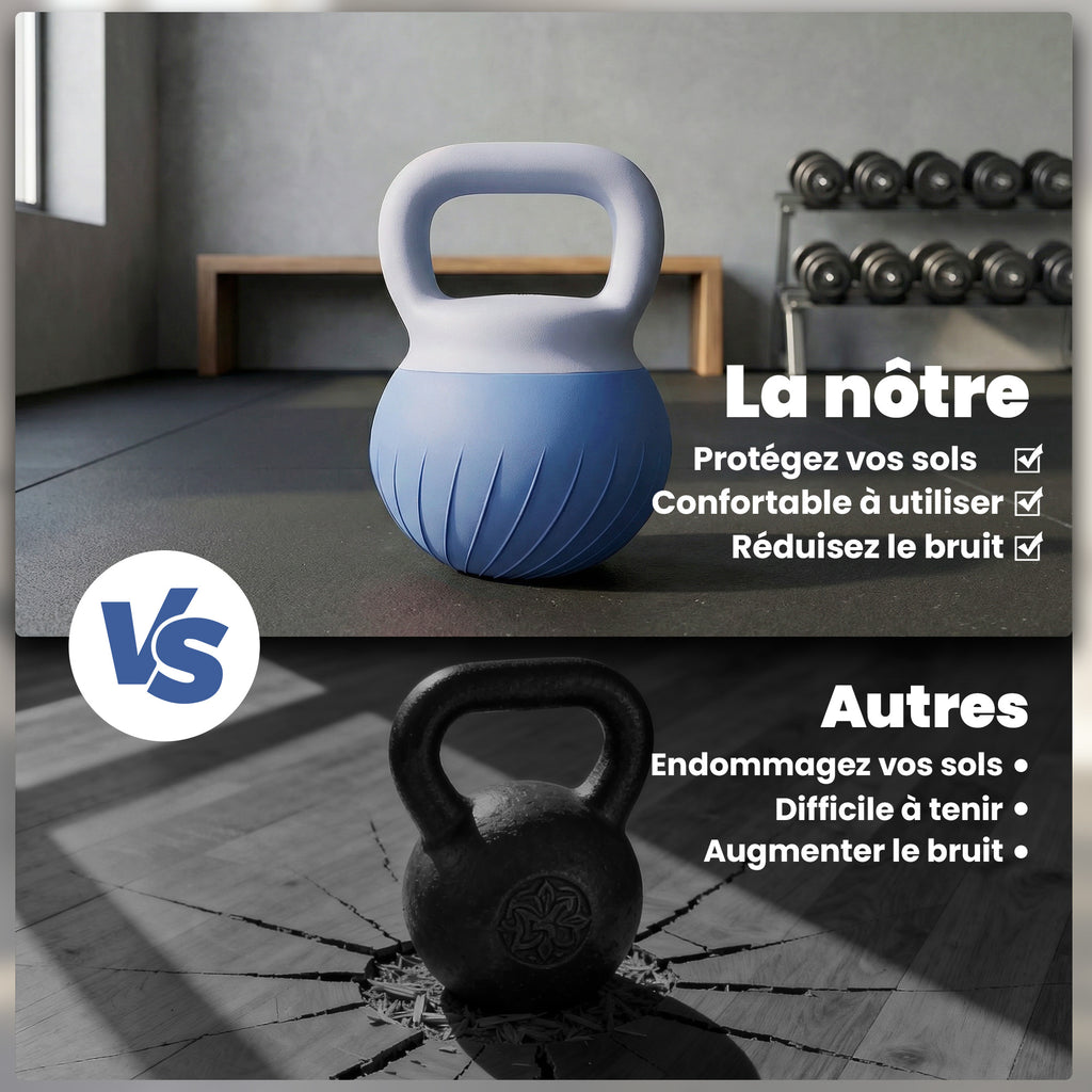 Kettlebell 8 kg, Haltère avec Poignée Ergonomique Antidérapante, Haltère à Boule, Musculation, Entraînement, Bleu