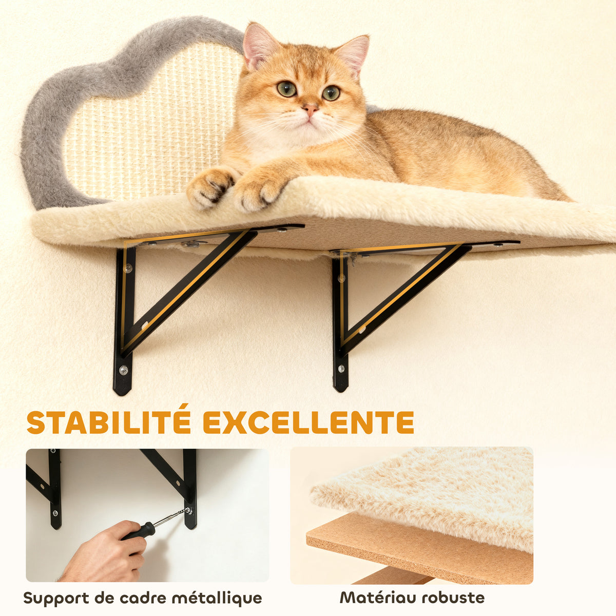 Étagères murales pour chat ensemble de meubles muraux 6 pièces hamac à bulles en acrylique niche hamac échelle beige