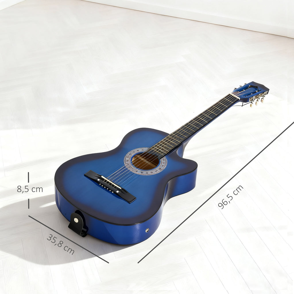 Pack guitare électrique kit guitare électrique avec sac, sangle, corde, médiators, câble, 96,5x35,8x8,5cm, bleu et noir