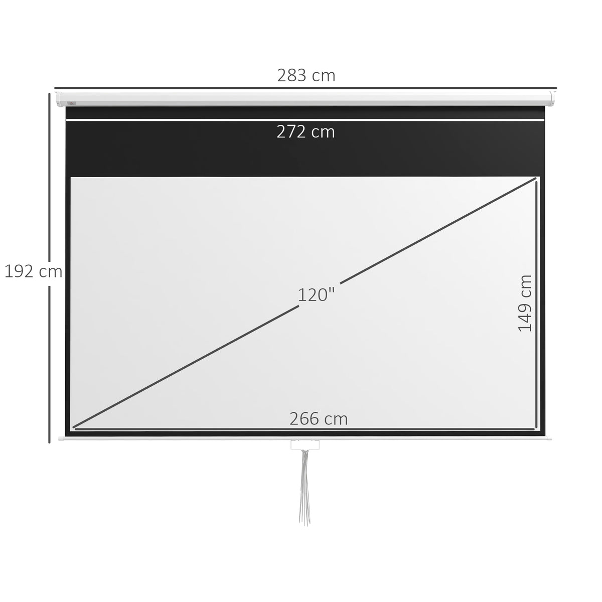 Écran de projection TV et Home Cinema de 120 Pouces vidéo projecteur 16:9 4K HD, fixation mural ou plafond
