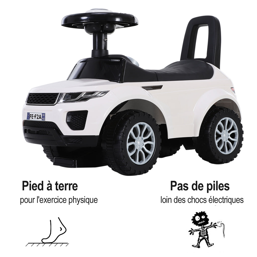 Porteur Enfant Véhicule à Pousser, Porteur Bébé avec Klaxon, Compteurs Factices et Coffre à Jouets, pour Enfants de 12 à 36 Mois, Blanc
