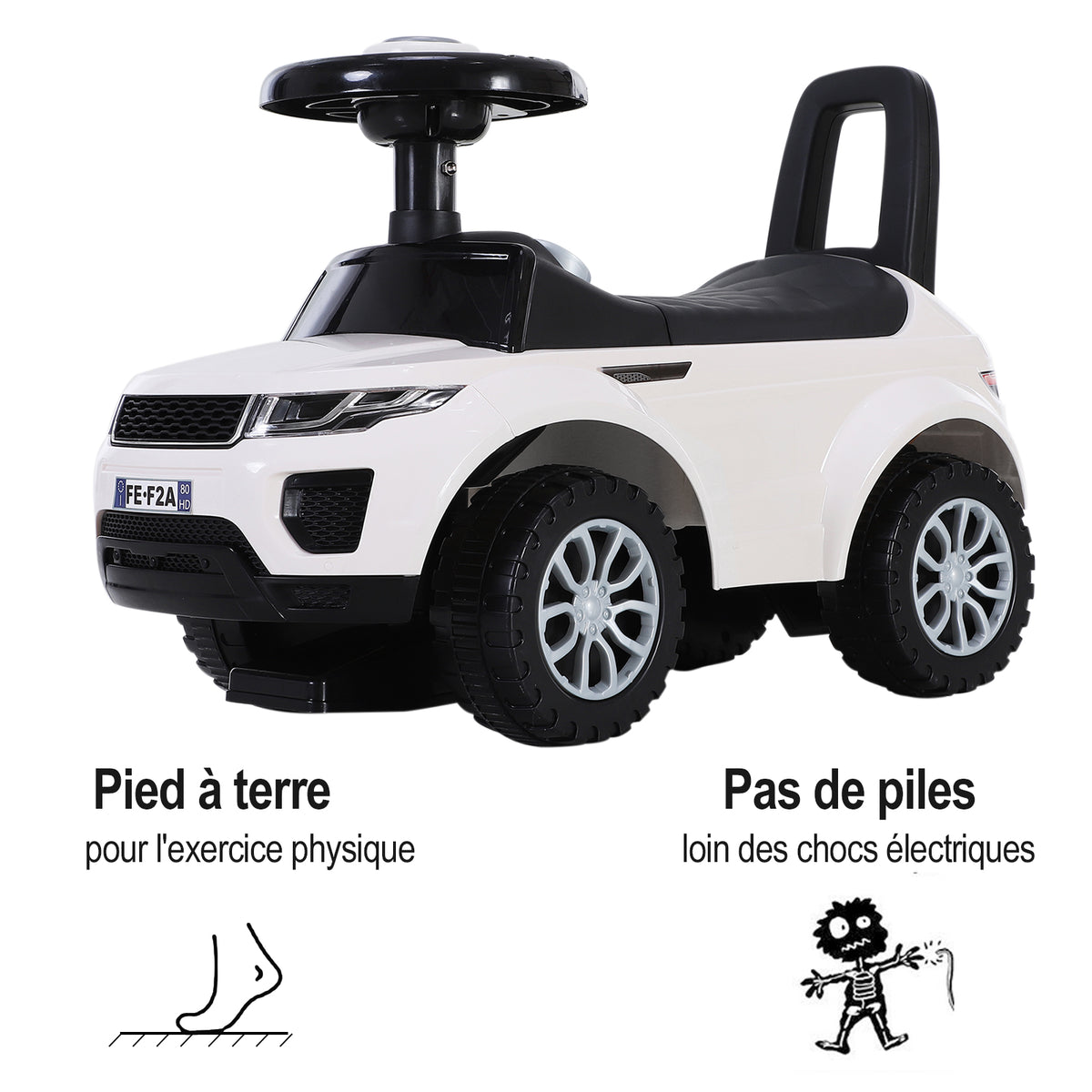 Porteur Enfant Véhicule à Pousser, Porteur Bébé avec Klaxon, Compteurs Factices et Coffre à Jouets, pour Enfants de 12 à 36 Mois, Blanc