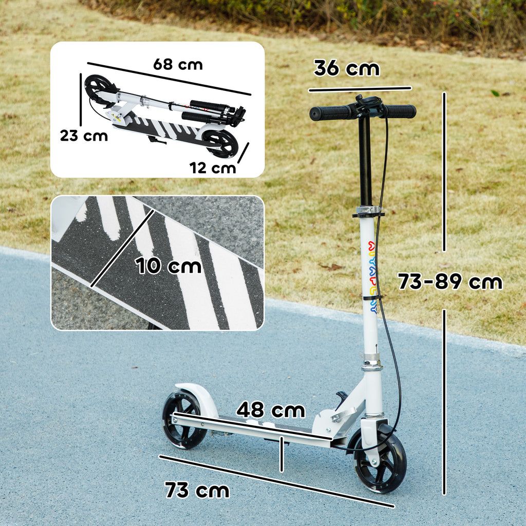 Trottinette enfants 3 à 8 ans, trottinette pliable à 2 roues LED roues lumineuses, 4 réglages en hauteur, blanc