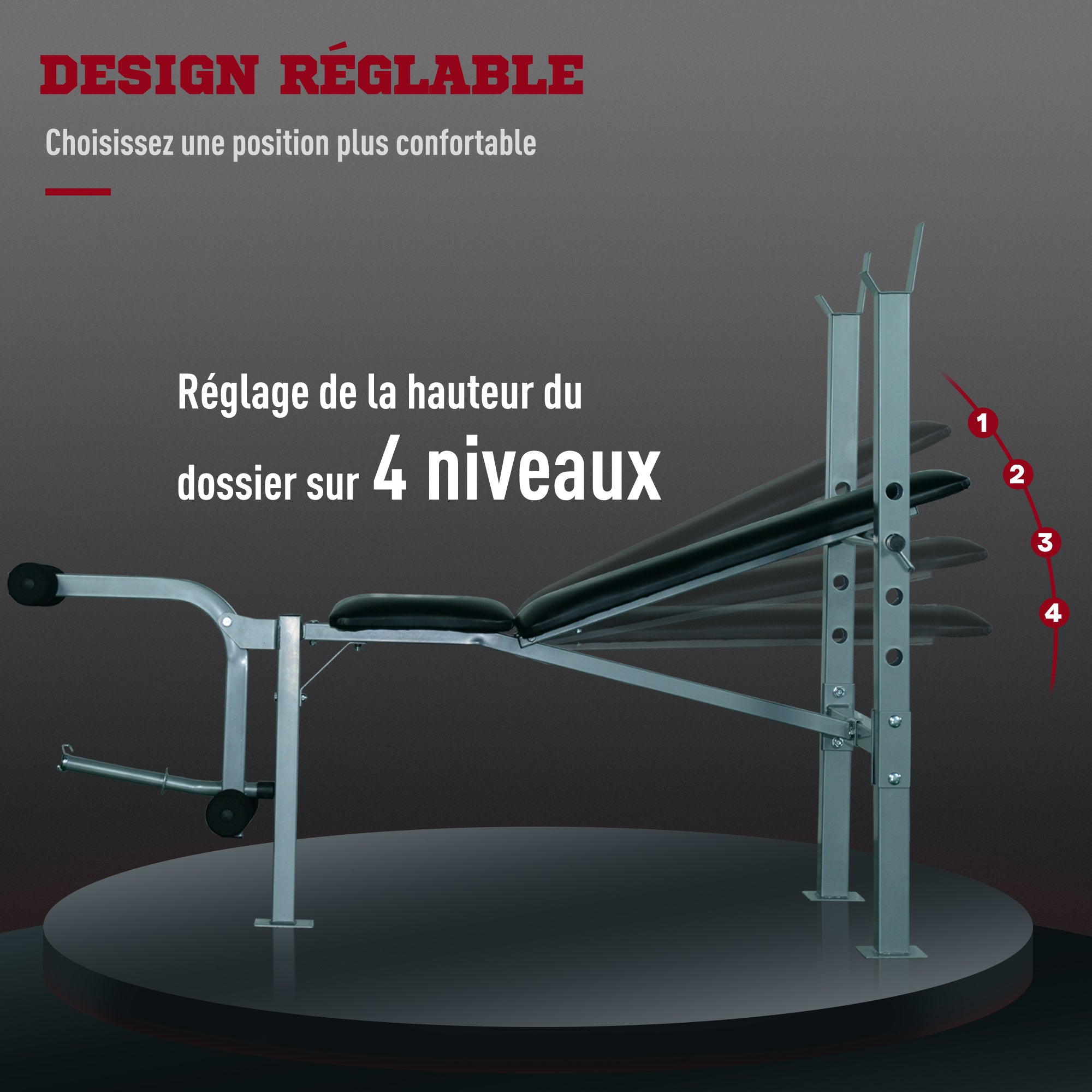 Lot de banc de musculation et haltères courtes total 25 Kg - dossier réglable haltères à poids réglable barres incluses