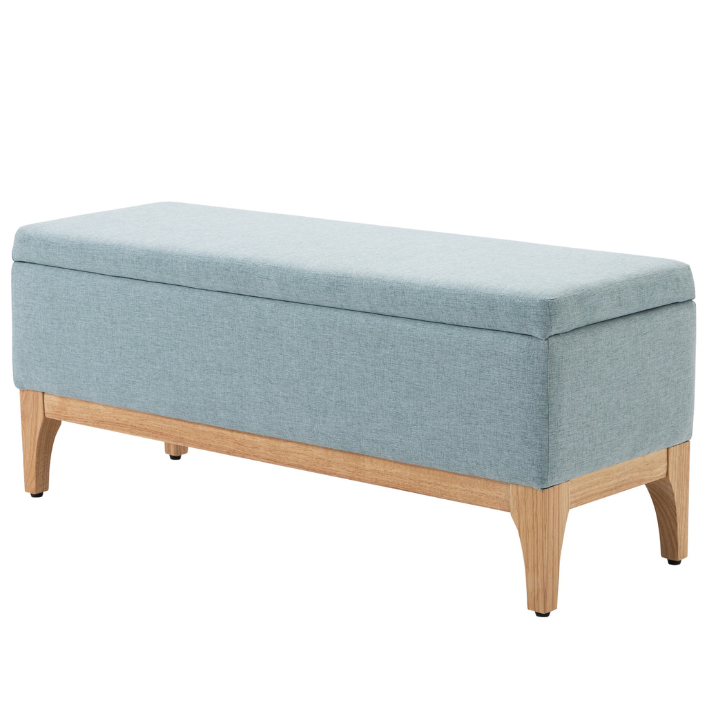 Banc de rangement, coffre de rangement avec couvercle amovible style scandinave, bout de lit en tissu lin, 110 x 39 x 45 cm, vert clair