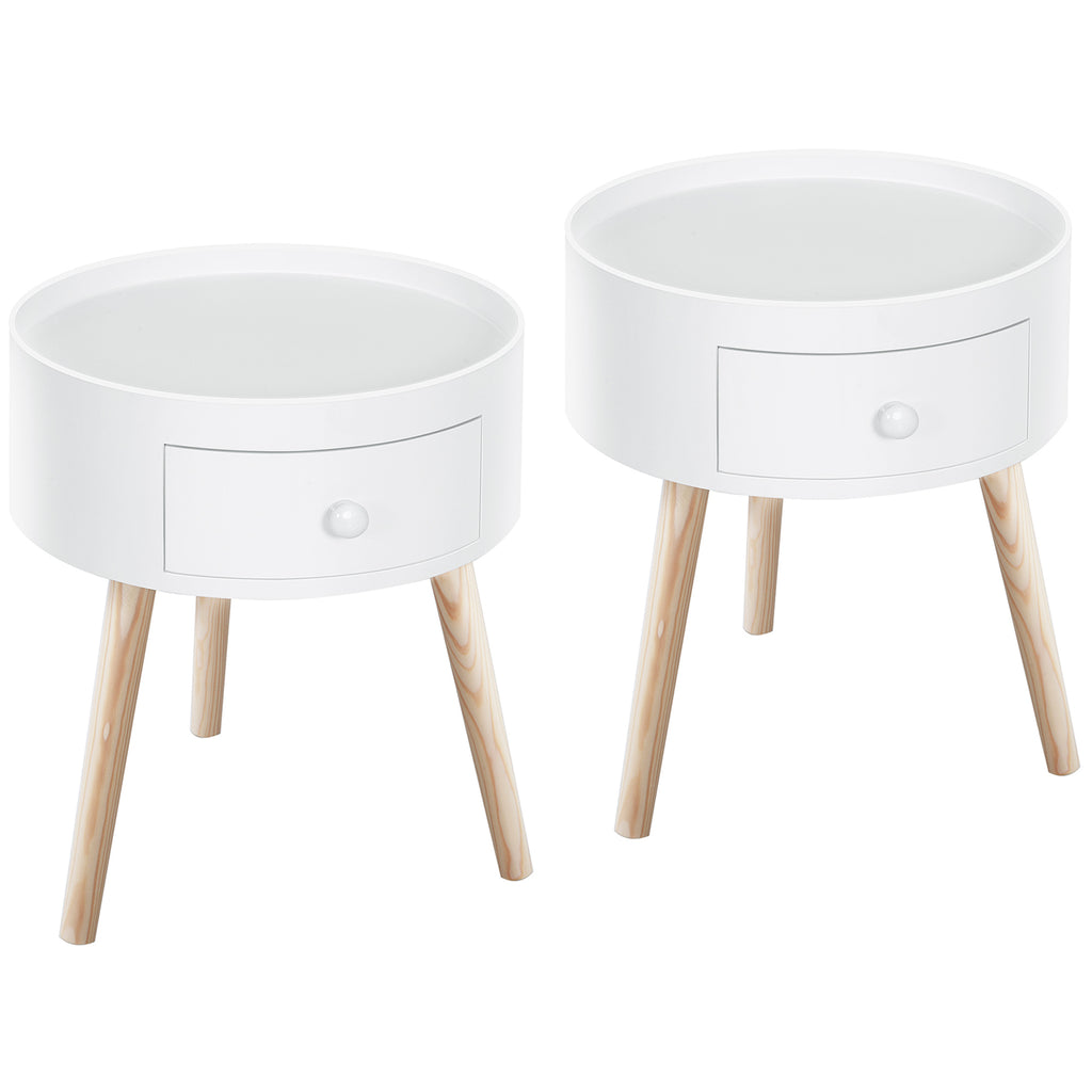 Lot de 2 tables basses - table de chevet - table de nuit ronde - design scandinave table d'appoint bout de canapé